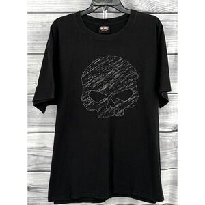 HARLEY DAVIDSON SKULL FRONT FRENCH LICK INDIANA TEE Men's Size XL  BLACK T SHIRT
